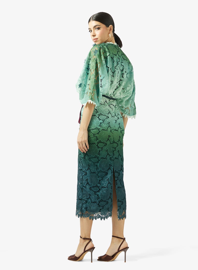 Threadz by Ajooni Floral Lace Midi Dress - Image 2